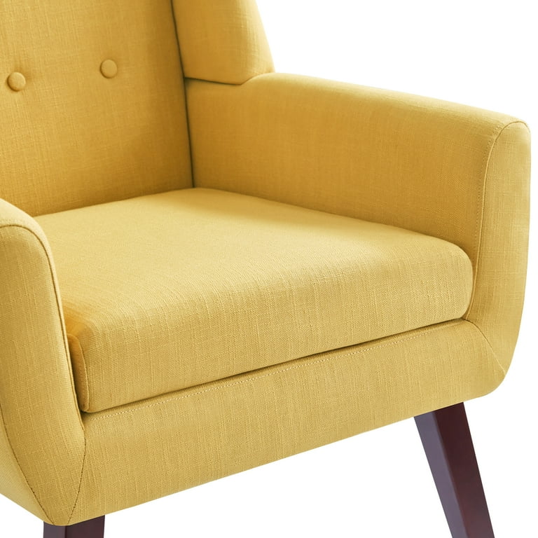 HUIMO Accent Chair Mid Century Modern Armchair Upholstered Button Tufted Comfy Reading Chair Linen Fabric Sofa Chairs for Living Room Bedroom