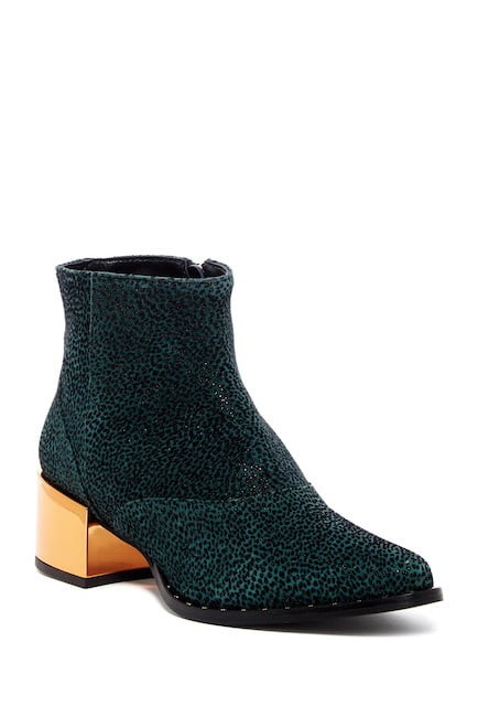 green metallic ankle boots