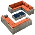 thumbnail image 2 of Ovios 12 Pieces Outdoor Furniture All Weather Wicker Patio Conversation Sectional Sofa Set with Side Table for Garden Backyard, 2 of 6