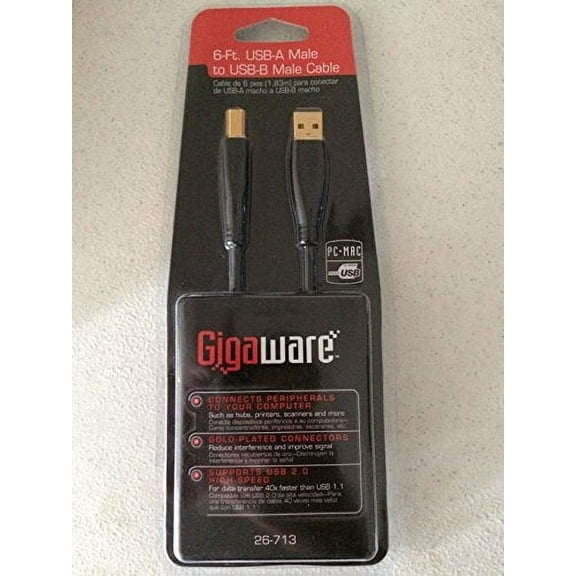 Giga Giga Ware 26-713 6-Ft Usb A Male To Usb-B Male Cable Electronic_Cable