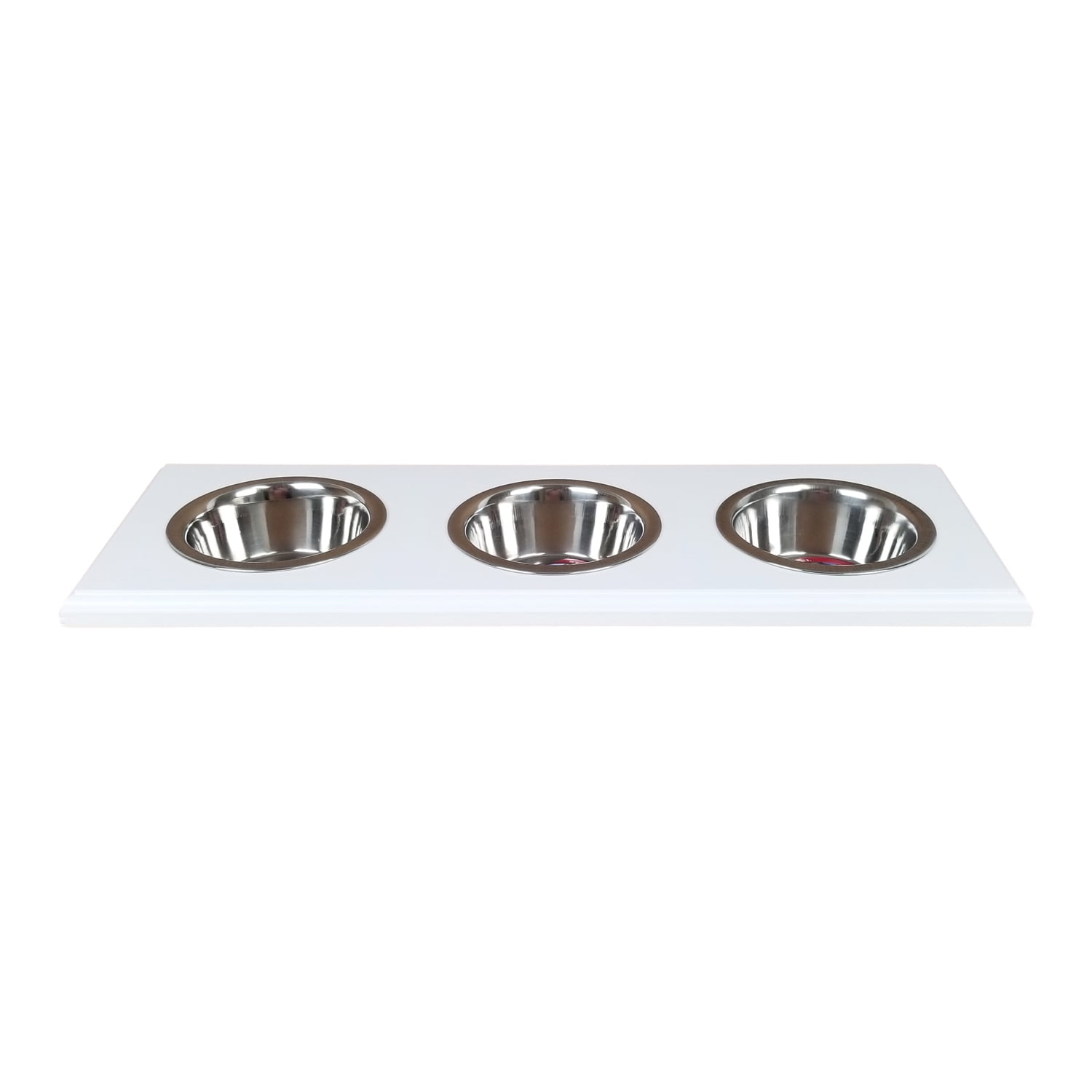 Cronus Pint Three Bowl White Enamel Pet Food Holder