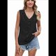 thumbnail image 3 of Camisa de Sin Mangas con Cuello en V, Plisada y Volantes, Holgada, para Mujer, Color Negro, Talla S, 3 of 7