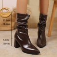 thumbnail image 6 of hopeusnice Ruched Block Heel Mid Calf Boot Square Toe Back Zipper Closure Casual Daily Boot Brown 36, 6 of 9