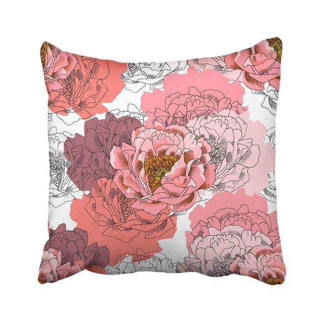 Funda de almohada ABPHQTO floral con peonías Pink Blossom Bud 40x40 cm