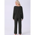 thumbnail image 3 of DARING DIVA Women's Pajama Set Waffle Knit Lounge Long Sleeve L Black, 3 of 5