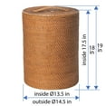 thumbnail image 4 of Kouboo Loma Round Rattan Hamper, Handmade Wicker Laundry Basket with Lid & Removable Liner, Honey Brown, 4 of 18