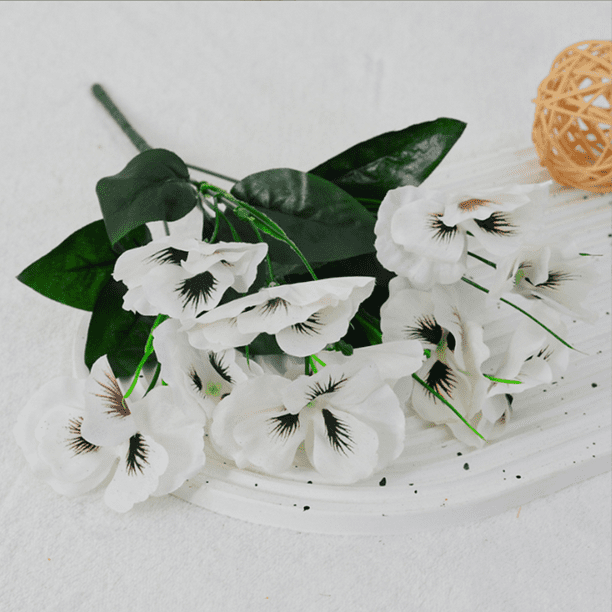 Xiao Hua 6 flores artificiales de pensamiento, flores falsas, flores artificiales para decoración de bodas