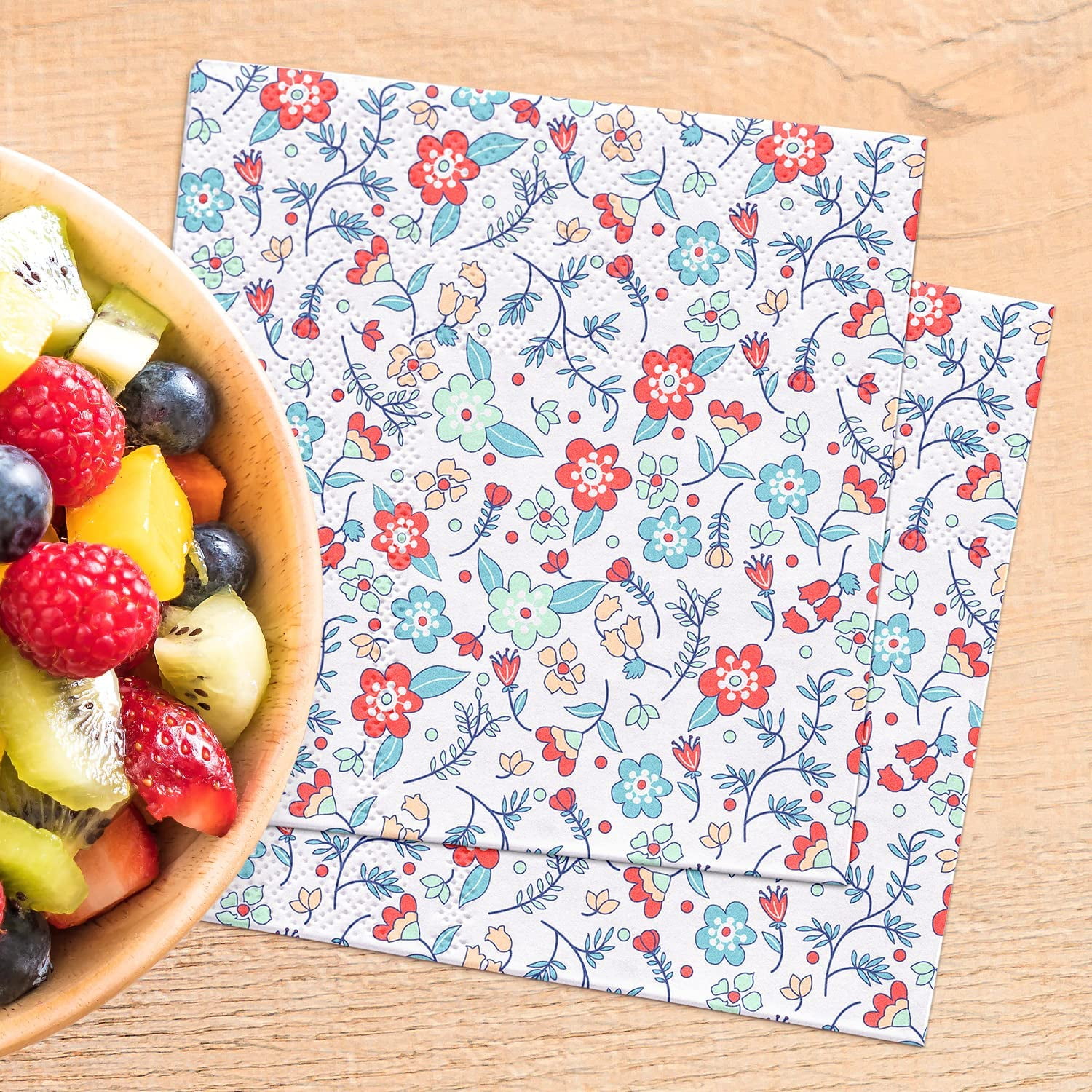 Baby Showers Birthdays Fun & Festive Floral Patterns Bursting with Vibrant Colors Holiday Events Liberty Flower Print Cocktail Napkins Set Decorative & Disposable Paper Napkins for Weddings 