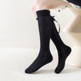 thumbnail image 2 of Girls Knee High Socks Lightweight Knitting Stocking Ruffle Crew Solid Color Long Socks Cut Bow Kids Toddler Dress Sock, 2 of 4