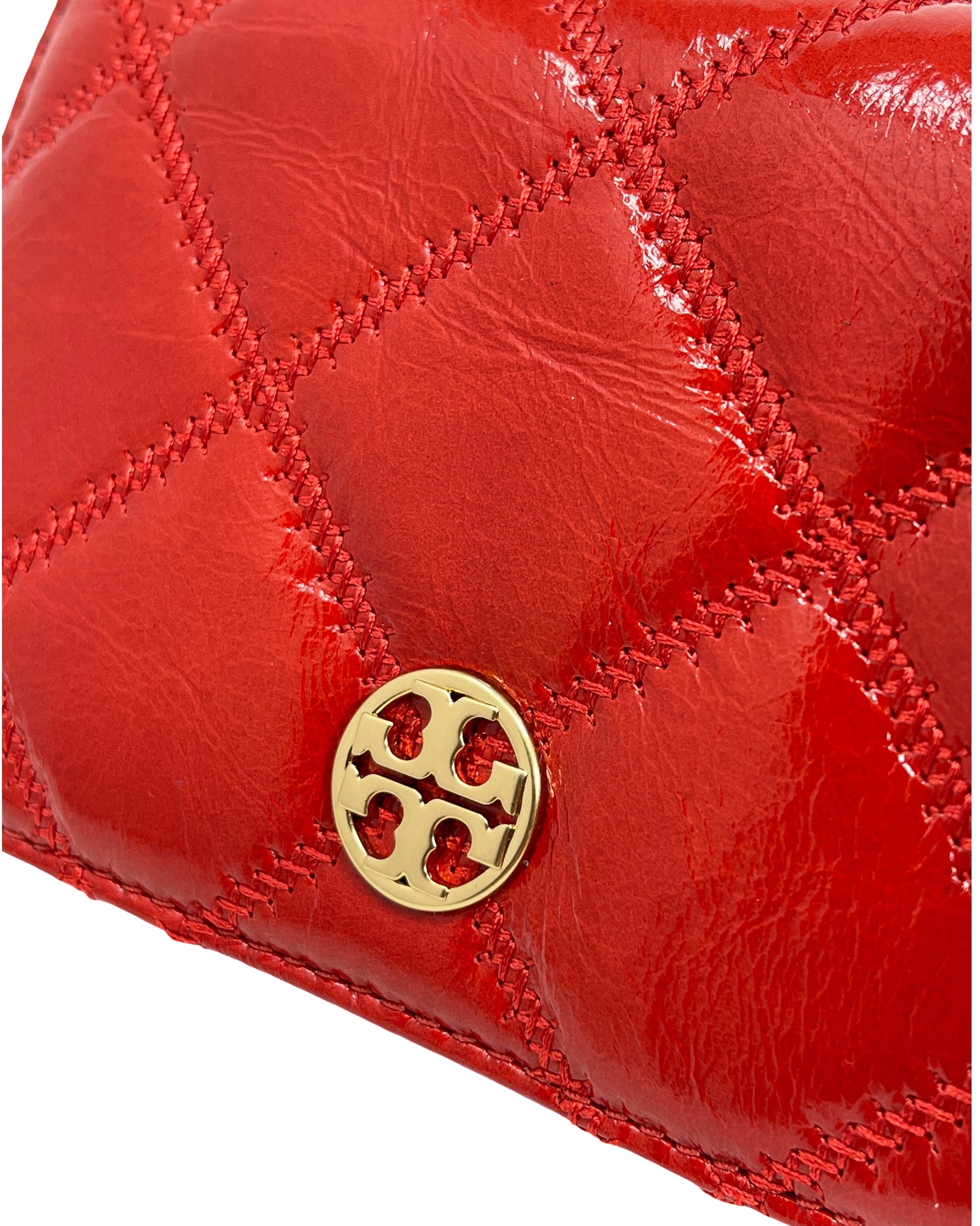 Tory Burch Women's Willa Shine Quilted Patent Leather Snap