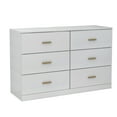thumbnail image 6 of Antique White 6-Drawer Dresser - 47.24" Wide Bedroom Chest with Black Handles, Ample Storage, 6 of 8