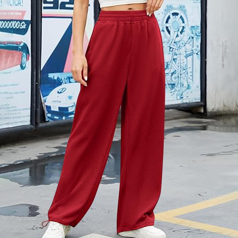 warm ladies pants sweats or dress Pnroktd Wide Leg Sweat for Women Baggy Fleece High Waisted Drawstring Joggers with Pockets Fall Athletic Comfy Pants Y2k Sweatpants for Teen MUSIC FESTIVAL