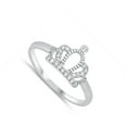 thumbnail image 4 of Clear CZ Elegant Studded Princess Crown Ring .925 Sterling Silver Band White Female Size 7, 4 of 4