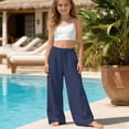 thumbnail image 2 of Bmisegm Comfy Pants for Girls Stylish and Comfortable Casual Soft Everyday Wear with Elastic Waist Modern Design Girls Trousers for Age 4-15 Navy_002,4-5 Years, 2 of 6