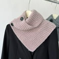 thumbnail image 2 of UTSJKR Women Solid Color Ribbed Knit Faux Collar Neck Guard Winter Triangular Turtleneck Scarf Shawl with Buttons Pink, 2 of 4