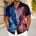 thumbnail image 2 of Telankuip Men's American 250th Anniversary Print Summer Shirts 1776-2026 Patriotic Tee Loose Breathable Button down down Casual Top for Independence Day 6-Blue XL, 2 of 7