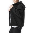 thumbnail image 3 of Frontwalk Men Hooded Sweatshirt Solid Color Outwear Full Zip Fleece Hoodies Work Casual Sherpa Lined Sweatshirts Coat Long Sleeve Plush Jacket All Black 3XL, 3 of 6