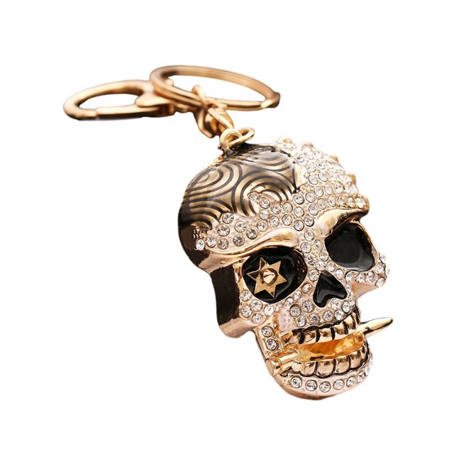 Kkkded Rhinestone Keychain Creative Skull Pendant Keychain with Sparkling Rhinestones - for Car and Backpack