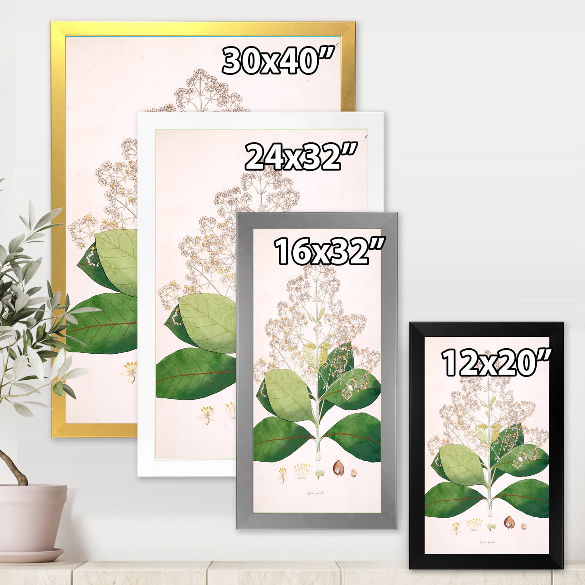 Designart 'Ancient London Plants III' Farmhouse Framed Art Print
