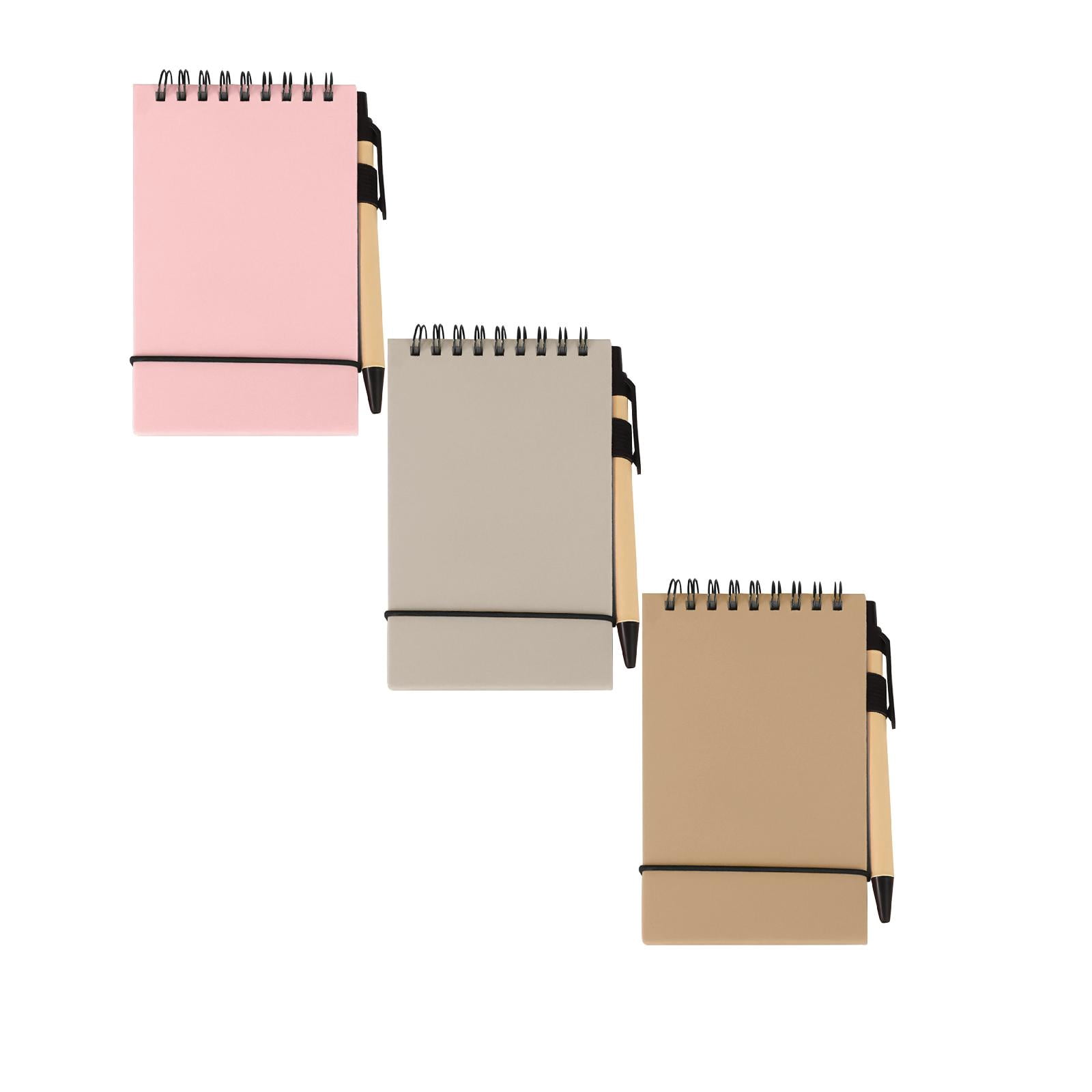 VKLU 3 Piece Multicolor Eco-Friendly Notepad Set with Pens, Bulk Flip-Up Memo Pads for Academic Supplies & Office Teams, B