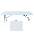 thumbnail image 1 of 6ft Folding Table, Portable Plastic Table for Camping, Picnics, Parties, High Load Bearing Foldable Table White, 1 of 7