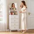 thumbnail image 3 of HIGDBFE 4-Drawer Dresser with Adjustable Mirror, Tall Fabric Vanity Chest for Bedroom, Hallway and Small Spaces, White, 3 of 11