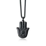 COAI JEWELRY COAI Healing Black Obsidian Stone Hamsa Hand Pendant Necklace for Men Women
