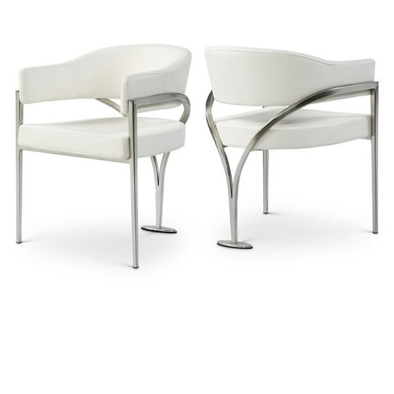 Pemberly Row Contemporary Cream Vegan Leather Dining Chair (Set of 2)