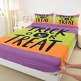 thumbnail image 4 of Feelyou Spooky Pumpkin Bed Sheets, Cute Trick Or Treat Full Size Sheets, Orange Purple Lime, 4-Piece, 1 Flat Sheet, 1 Fitted Sheet and 2 Pillowcases, 4 of 5