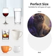 thumbnail image 4 of KLL Drink Coasters Set Round Shape of 4,PU Leather Absorbent Coasters Set Decorative Coffee Cup Coasters Housewarming Gift for Home Decor-Purple Flower Lazy Cat, 4 of 5