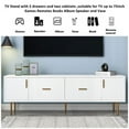 thumbnail image 3 of TV Stand, Classic TV Stand with 5 Champagne Legs Up to 75 inch TV, Farmhouse Television Stands Entertainment Center Media Stand with Storage TV Table Stand for Living Room, Durable, Stylish, White, 3 of 7