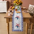 thumbnail image 2 of Independence Day Table Runner 60 Inches Long Farmhouse Dress Scarves, American Flag Star Wooden Buffalo Check Dining Tablerunner for Coffee Table/Kitchen Island/Party Décor, 13" x 60", 2 of 8