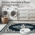thumbnail image 5 of ODIKA 4'x6' Machine Washable Non-Slip Area Rug, Intricate Damask Motif with Raised Textural High Traffic Rug, Black, 476595, 5 of 7