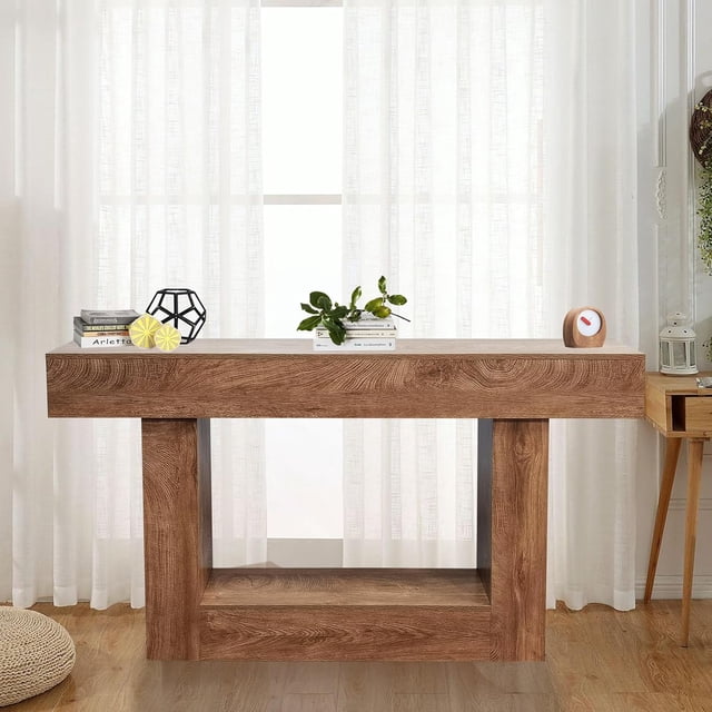 EastVita 63 Inch Long Console Table - Wood Rectangular Sofa Table for Entryway