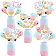 JOYMEMO 24 Pieces What's The Scoop Gender Reveal Centerpiece Sticks Pink and Blue - Ice Cream Theme Boy or Girl Gender Reveal Decorations, Baby Shower Supplies for Pregnancy Ice Cream Themed Party