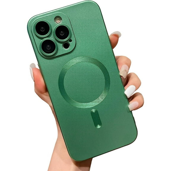 Magnetic Case for iPhone 14 Pro Max Case with Full Camera Cover Protection [MagSafe-Compatible] for Women Girls Phone Case (6.7")-Dark Green