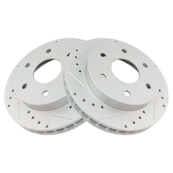 TRQ Front Performance Brake Rotor Drilled Slotted Pair Set for Blazer Full Size / Escalade / K1500 Truck / K2500 Truck / Suburban K1500 / Suburban K2500 / Tahoe / Yukon