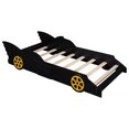 thumbnail image 3 of Twin Size Race Car-Shaped Bed Frame with Wheels, Wood Platform Car Bed Frame with Guradrail, 3 of 8
