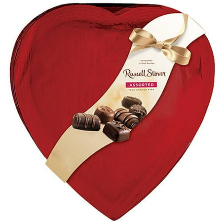 Russell Stover Assorted Fine Chocolates Wrapped Heart In Red Cellophane, 20 oz