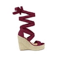 thumbnail image 3 of BLISSFUL STEP Women's Shoes Faux Suede Platform Wedge Heel Lace Up Open Toe Sandals  Burgundy 8.5, 3 of 7