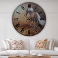 thumbnail image 2 of Designart 'Running Brown Horse' Large Cottage Wall Clock, 2 of 4