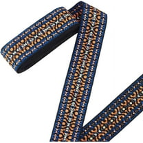 5 Yard Blue Boho Jacquard Ribbon 2inch/50mm Woven Ethnic Geometric Ribbon Trim Vintage Embroidery Polyester Ribbons