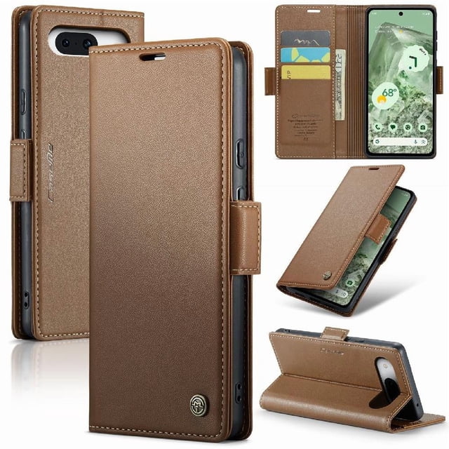 Funda tipo cartera Google Pixel 8A con cierre magnético, RFID, tarjetero, soporte, carga inalámbrica