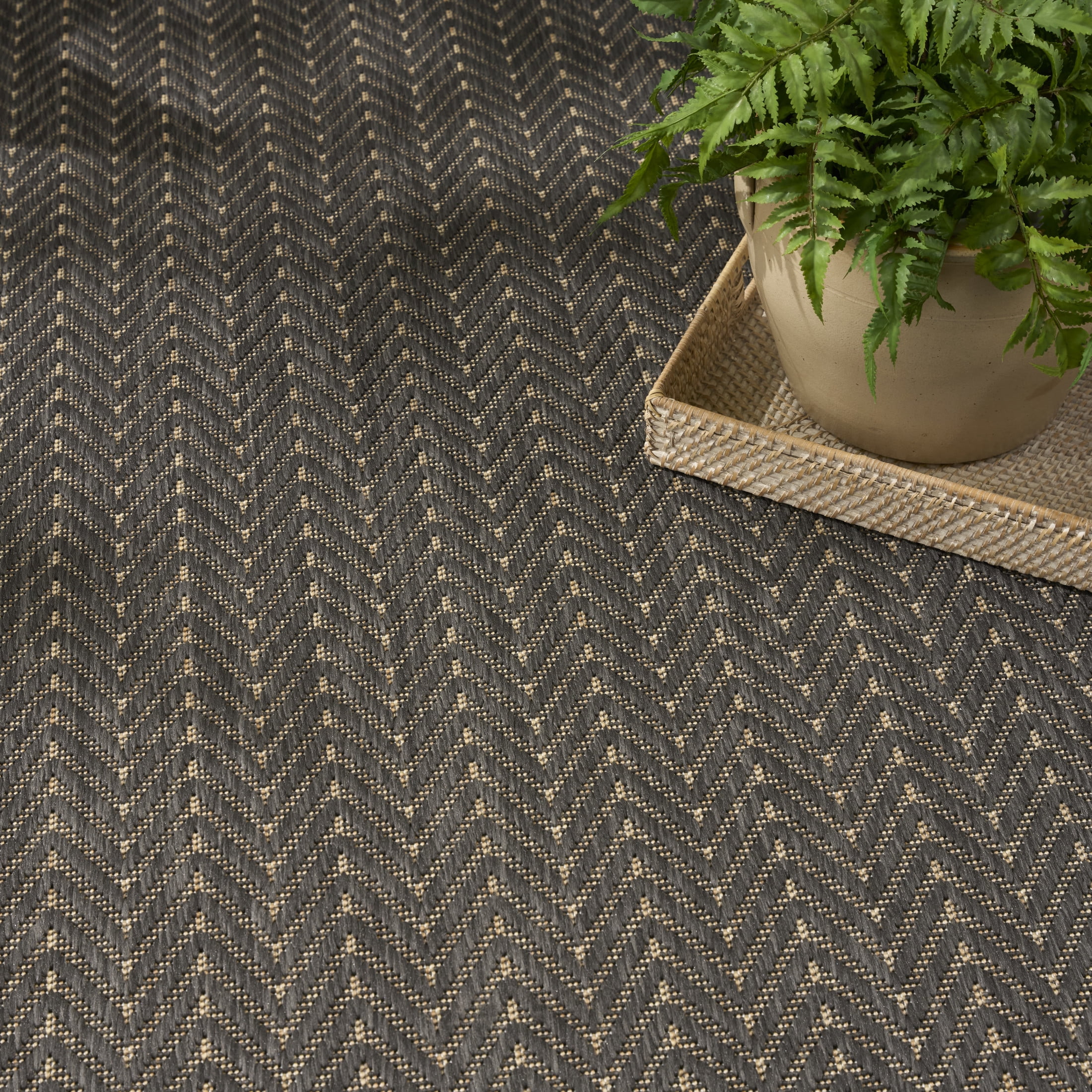Nourison Horizon Indoor/Outdoor 9' x 12' Charcoal Modern Rug