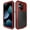 Red, variant on for iPhone 16 Pro Case, 360 Full Body Protective Cover Heavy Duty Shockproof Armor Aluminum Alloy Metal Case with Silicone Built-in Screen Protector for iPhone 16 Pro, Silver