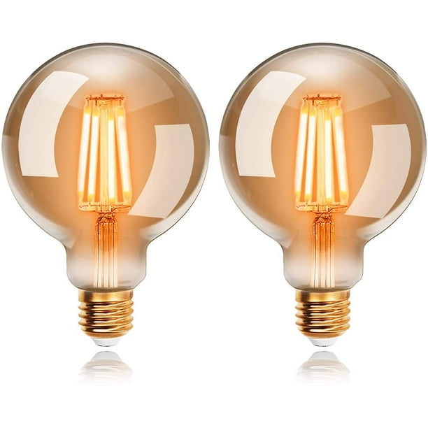Ampoules LED 6W Edison Vintage G95, Blanc Chaud 2200K E27, Equivalent à  Ampoule Incandescente 48W, Ampoule Rétro à Filament, Rétro Antique Lampe  décorative, Non-Dimmable, Lot de 2 