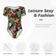 thumbnail image 4 of Fotbe Watercolor Tropical Flowers Body de Mujer con Cuello Redondo y Mangas Cortas, Sin Mangas Ajustado, Suave, Cómodo y Básico-Large, 4 of 7