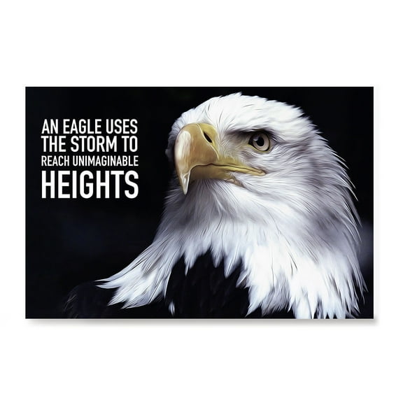 EzPosterPrints - Most Popular Eagle Theme Quote Posters - Power Strength Brave Motivational Quotes Poster Printing - Wall Art Print for Home Office - STORM - 18X12 inches