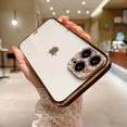 thumbnail image 2 of Compatible for iPhone 13 Pro Max 6.7 Inch Diamond Case, Luxury 3D Bling Crystal Rhinestone Sparkly Plating Clear Case for Women Girls Shockproof Camera Protective Back Cover - Black, 2 of 8