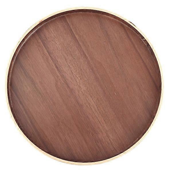 Japanese Style Round Wooden Food Dish Fruit Serving Tray Service Plate for Home Kitchen Hotel Use 27cm
